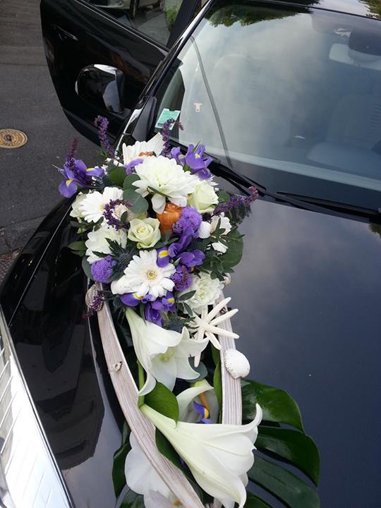 Mariage valenciennes bouquet de mariée voiture