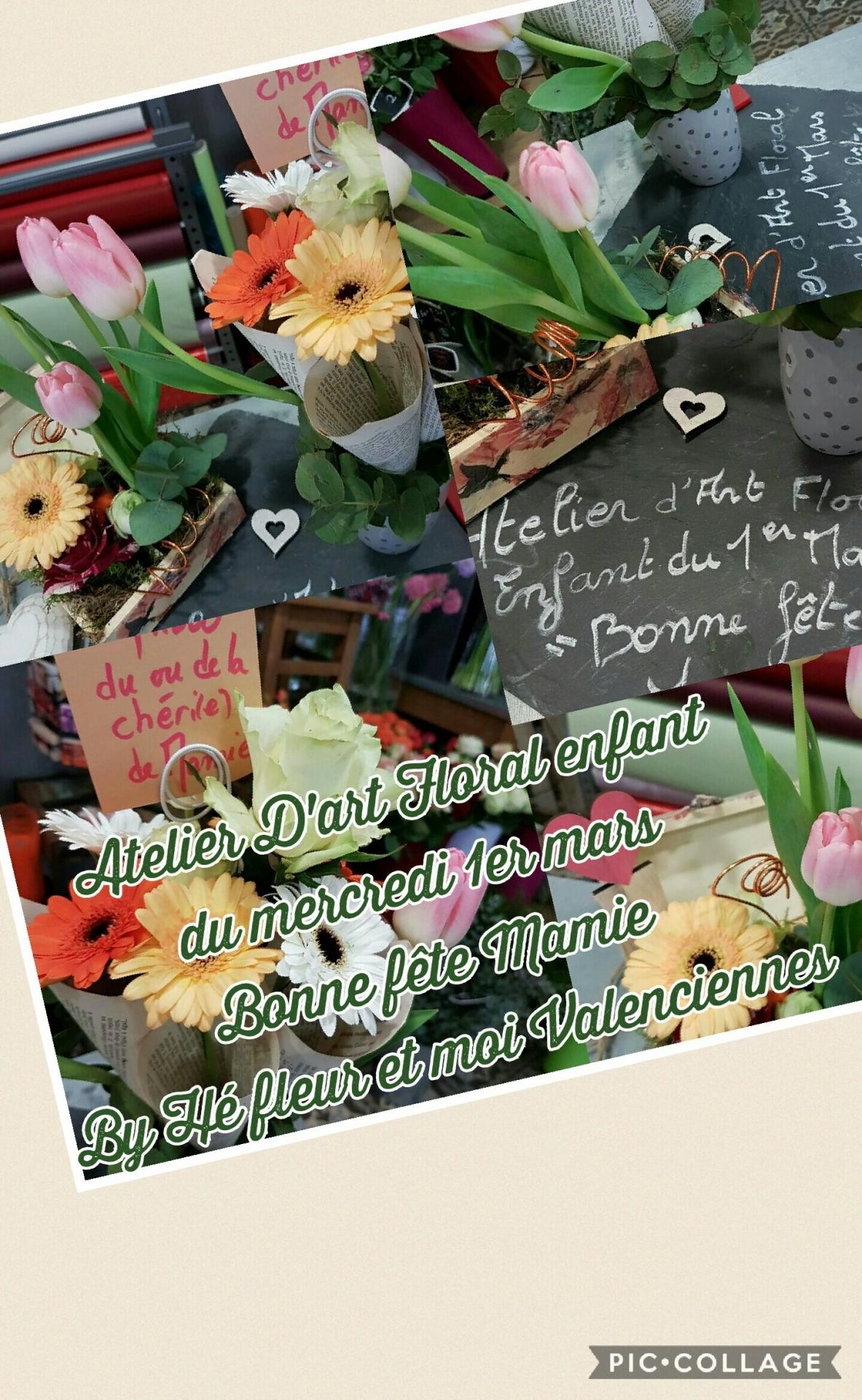 Atelier D'art Floral enfant bonne fête Mamie by Hé fleur et moi fleuriste valenciennes hainaut nord