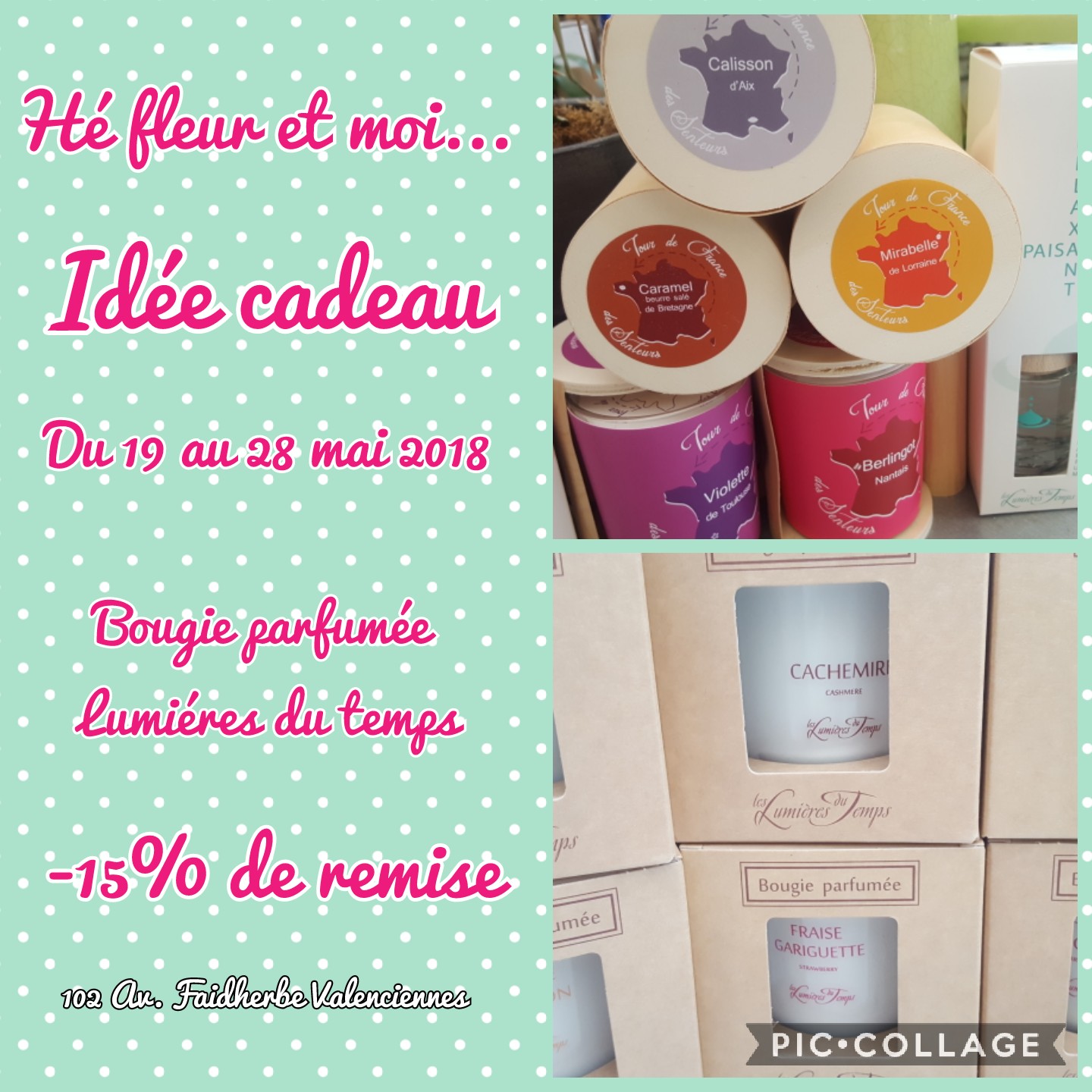 Bougie parfumée fête des mères maman valenciennes hainaut nord denain anzin la Sentinelle Petite forêt Aubry lumières du temps chez Hé fleur et moi fleuriste valenciennes