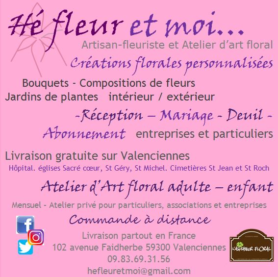 Hé fleur et moi fleuriste Valenciennes deuil - art floral - bougie parfumée - Mariage- Réception Valenciennes