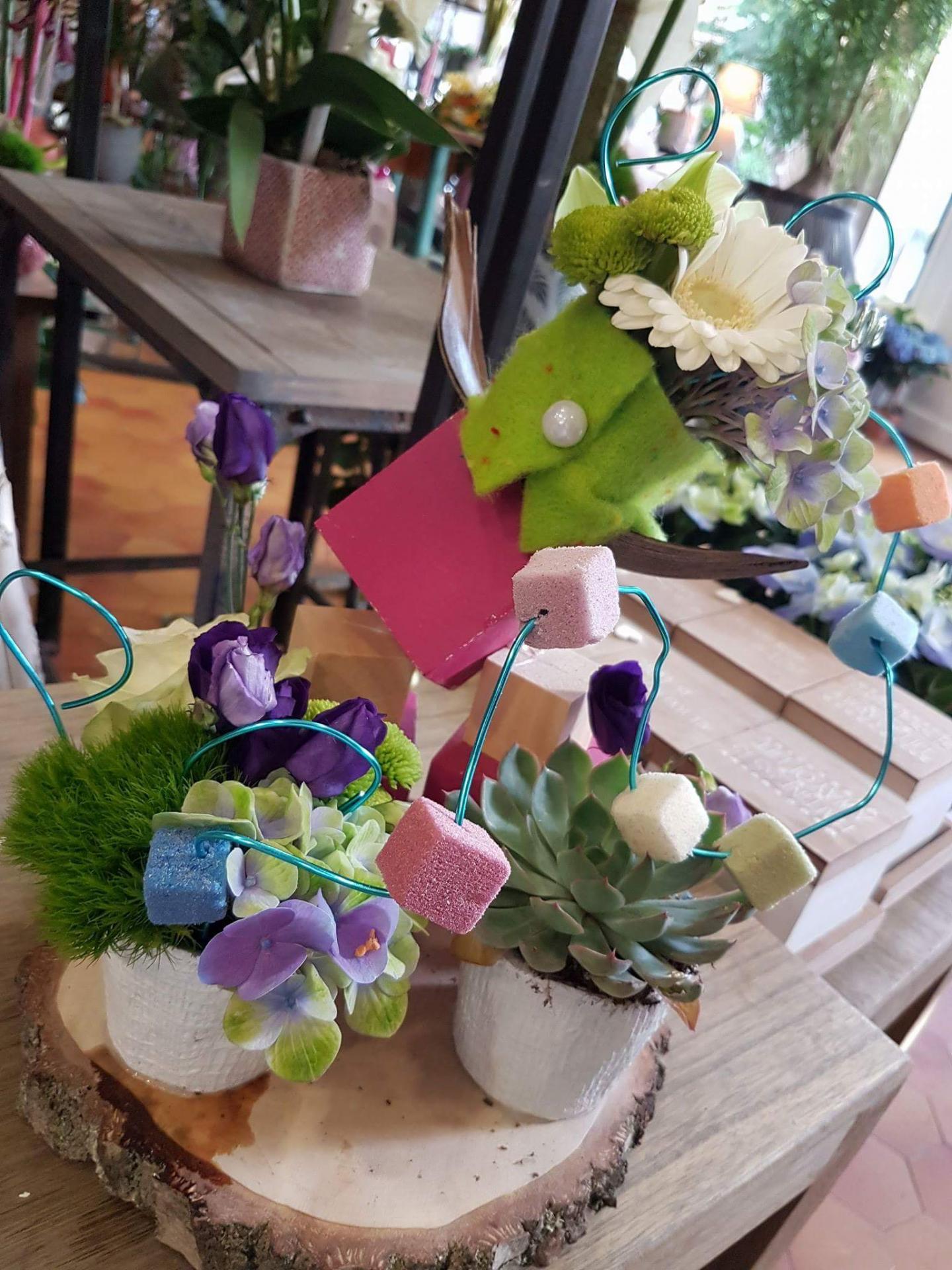 Atelier D'art Floral enfant bonne fête PApa by Hé fleur et moi fleuriste valenciennes