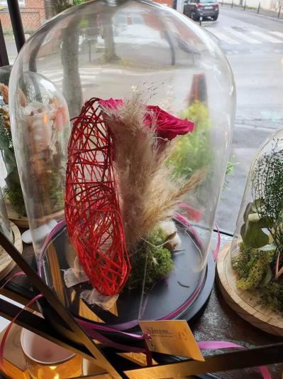 Rose éternelle sous cloche chez hé fleur et moi fleuriste Valenciennes