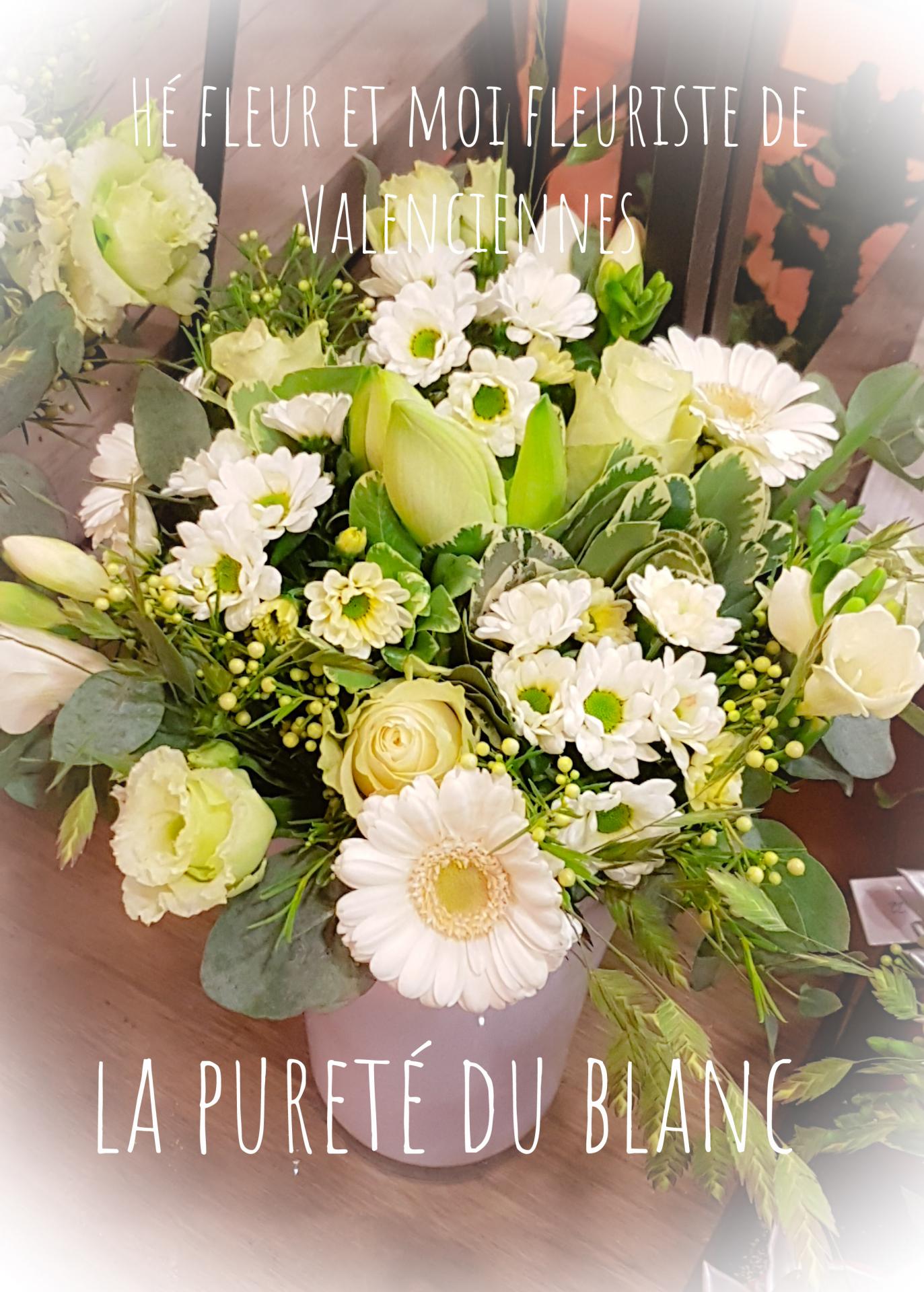 Bouquet blanc fleuriste de Valenciennes Hé fleur et moi fleuriste de Valenciennes
