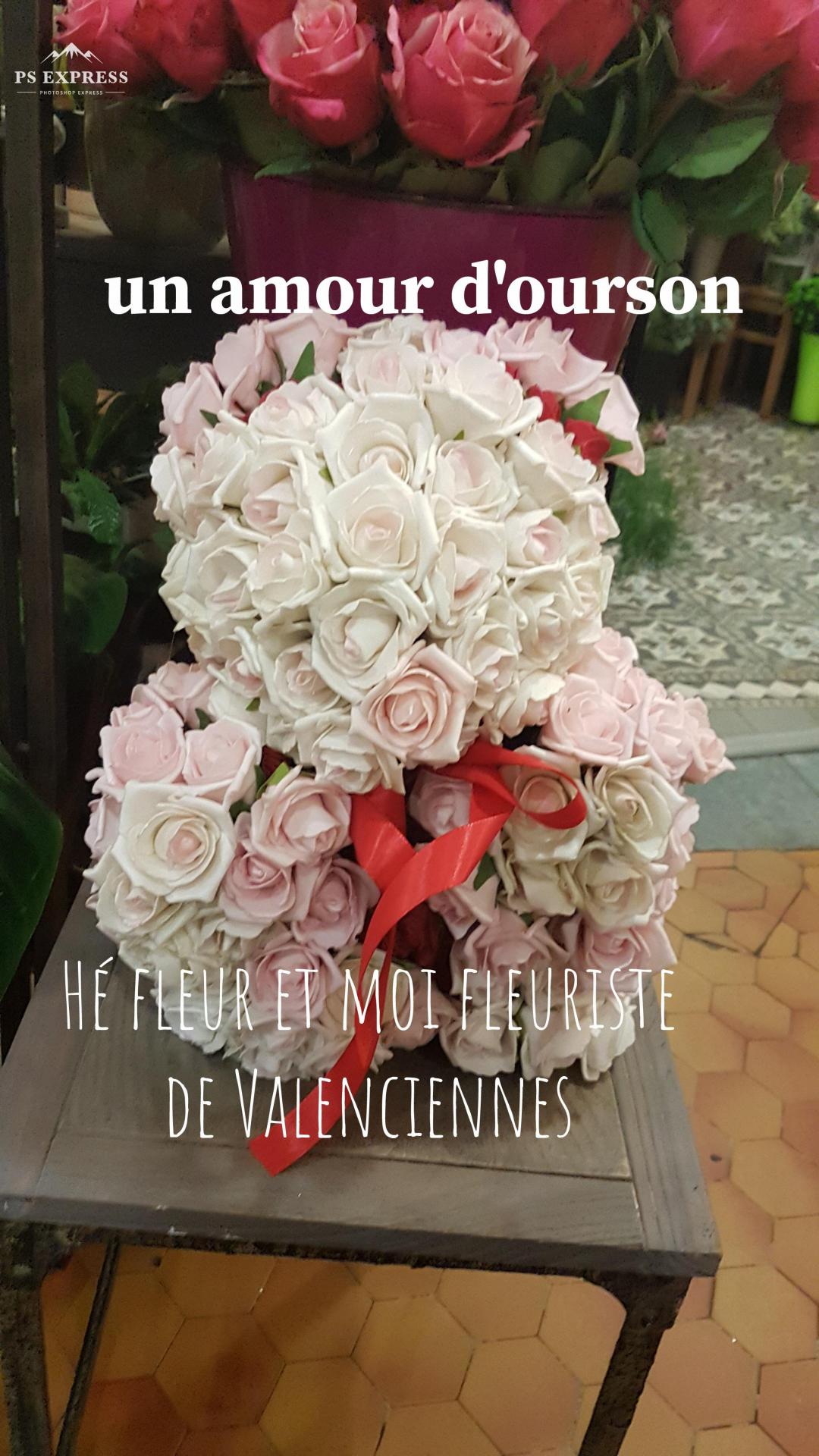 Oursons d amour saint Valentin roses Valenciennes Hé fleur et moi fleuriste de